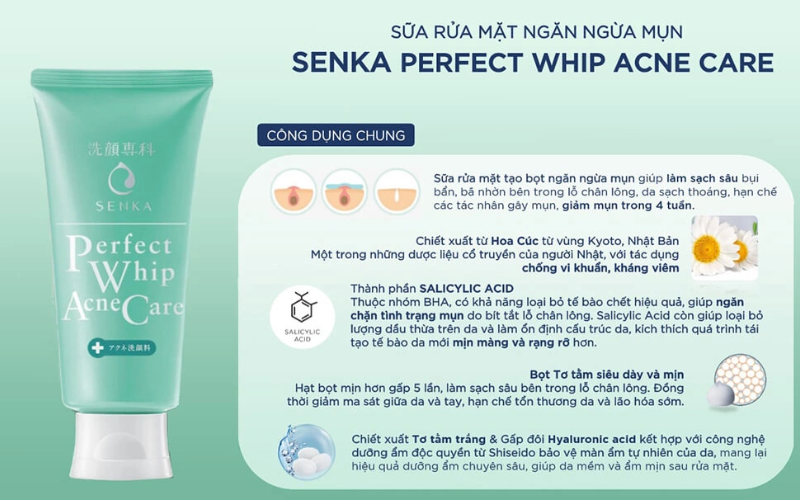 Sữa rửa mặt Senka Perfect Whip Acne Care