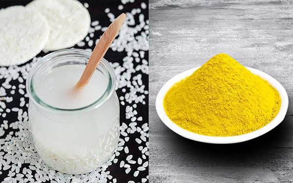 Hỗn hợp nghệ tươi và nước vo gạo giúp trị mụn ẩn, làm da sáng mịn