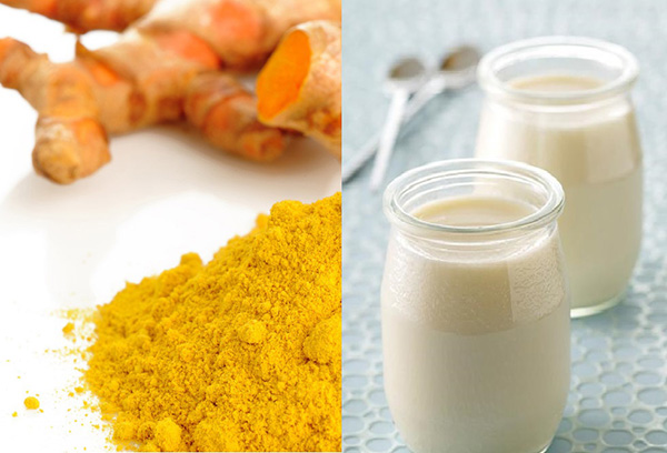Thoa hỗn hợp mặt nạ nghệ sữa chua lên da để làm dịu mụn