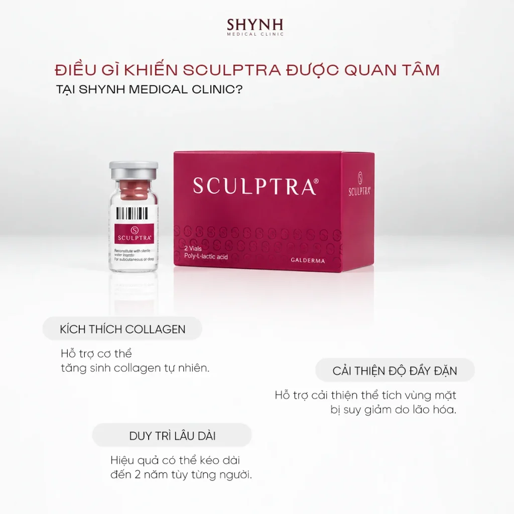 Sculptra chứa PLLA hỗ trợ tăng sinh collagen và cải thiện thể tích mô